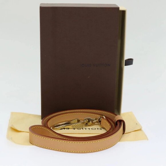 LOUIS VUITTON Less Baxter MM Dog Leash Leather Beige M58051 LV Auth 86281 - Picture 1 of 13
